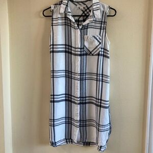 Beachlunchlounge Navy and White Plaid Mimi Dress
